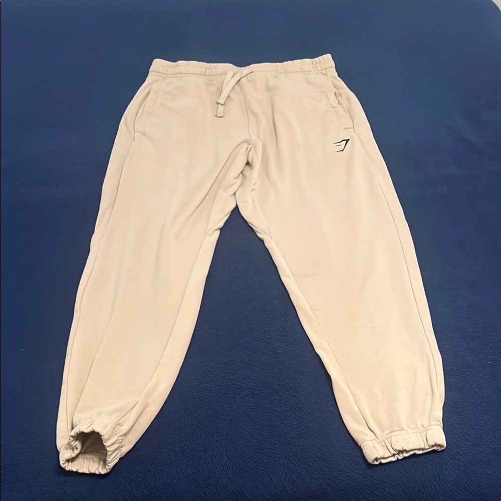 Mens Gymshark Oversized Joggers Cream Color Size XL